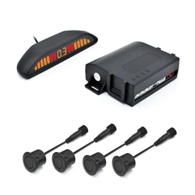 Promata PSW-81 12-24V Wireless Parking Sensor, Wireless Parking Kit with 4 58Hkz Sensors for Car Truck Trailer, Upside Down Display with Adjustable Alarm Volume