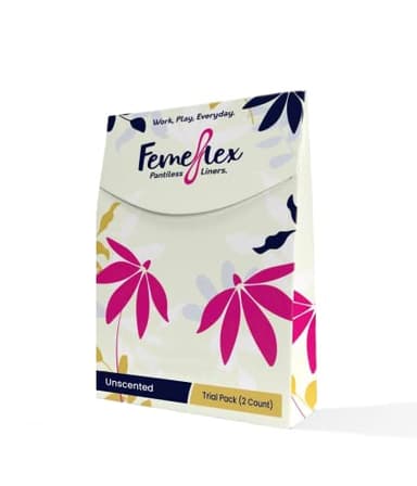 Femeflex Pantiless Panty Liners - Trial Pack (2 Count) Discreet|Compact|One Size Fits All|Wear All Day|Incontinence Support|Slight to Moderate Urine Leakage| No Panties No Problem