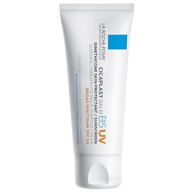 La Roche-Posay Cicaplast Balm B5 UV SPF 50, Vitamin B5 + Shea Butter + Tribioma + Madecassoside + Zinc Oxide Sunscreen, Post Treatment Skin Protectant With SPF, Multi-Purpose Cream For Dry Skin
