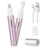 Yunmiss Nose & Eyebrow Trimmer for Women and Men,2025 Rechargeable Ear Razor & Face Shaver,Lady's Painless Portable Facial Hair Removal with Comb, Dermaplane Tool for face,Lips,Body,Leg (Purple)