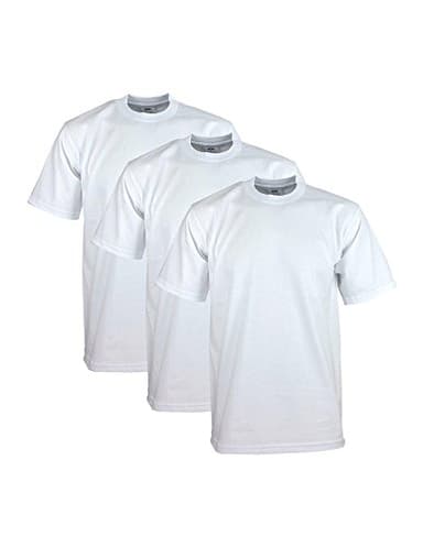 Pro Club Men's 3-Pack Heavyweight Cotton Short Sleeve Crew Neck T-Shirt, Snow White, Large