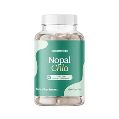 Santo Remedio Super Nopal Cactus Capsules with Chia – Prickly Pear Supplement Gluten Free, Non-GMO, No Added Sugar, 120 Capsules (60 Servings) – Wellness Support, Gift for Family