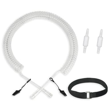 Retractable Oxygen Tubing Reels, Non-Kink and Non-Twist Oxygen Hose Reel Retractable, Includes 2×360° Swivel Connector, 2×Clip and 1×Fixing Strap (19.7ft)