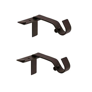 Kenney – Fast Fit Curtain Rod Brackets, No-Drill, No-Measure Installation, Durable Metal Design, Fits 1/2" & 5/8" Curtain Rods, Oil Rubbed Bronze, 2-Pack