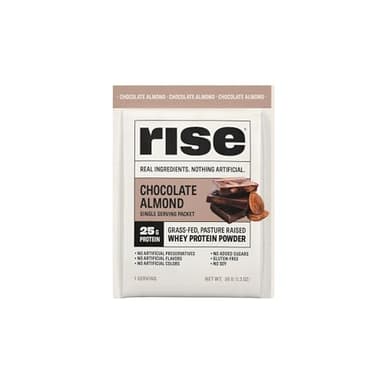 Rise Grass-Fed Whey Protein Powder - Sample Chocolate Almond | 25g Protein No Artificial Flavors, Colors, or Preservatives - Sugar Free, Gluten-Free, Soy Free (Single Serving)