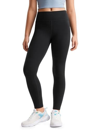 CRZ YOGA Girls Butterluxe Full Length Yoga Leggings - Athletic Sports Casual Pants High Waist Tights Kids Teen Black Medium