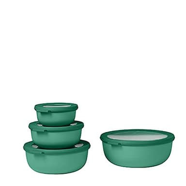 Mepal – Multi Bowl Cirqula 4-Piece Set – Food Storage Container with Lid - Suitable as Airtight Storage Box for Fridge & Freezer, Microwave Container - 350, 750, 1250, 2250ml - Vivid green