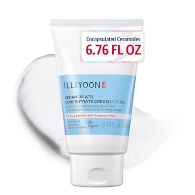 Illiyoon Ceramide Ato Concentrate Cream | Moisturizer for Dry & Sensitive Skin, 100hr Lasting Hydration, For Face & Body, Gentle for Infants, Moisture Barrier Repair, Vegan Certified, 6.76 fl.oz.