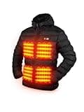 PTAHDUS Women's Heated Jacket Lightweight 5 Heat Zones Battery Pack Included, Heated Puffer Jacket with Hand Warmer Pocket(Black, Medium)