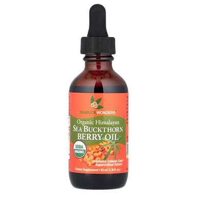 SeabuckWonders Organic Sea Buckthorn Berry Oil, 1.76 Fl Oz, 52 Servings, with Omega 3,6,7,9, Used Topically & Orally, Supports Hair, Skin & Nail Health