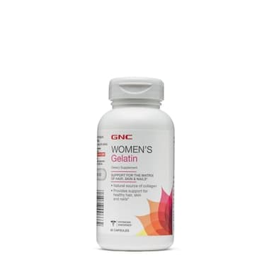 GNC Women's Gelatin Supplement, Supports Healthy Hair, Skin and Nails Natural Collagen Source, 60 Capsules
