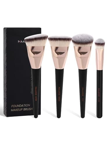 MAANGE Makeup Brushes 4 Pcs Makeup Brush Set for Foundation Concealer Contour Liquid Blending Face Kabuki Makeup Brush Kit (Black Gold)