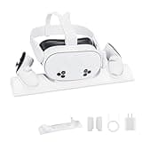 Charging Dock for Meta Quest 3/3S, Wireless Charging Station for VR Headset & Controllers, 2 Rechargeable 150mAh Batteries for Controllers, LED Indicators, USB-C Charger, Quest 3S Charging Stand