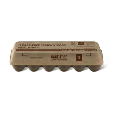 Amazon Grocery, Cage-Free Large Brown Eggs, Grade A, 12 Ct