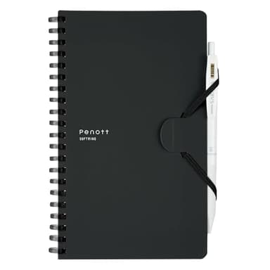 KOKUYO Grid Spiral Journal Notebook, Penott B6 Soft Ring Graph Paper Notebook with 70 Smooth Sheets, 4.1'' x 7.2'' Small Journaling Notebook with Plastic Hardcover, Black, Japan Import. (SU-SP147S5-D)