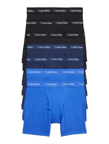 Calvin Klein Men's Cotton Stretch Megapack Boxer Briefs, Blue Multi (7 Pack), M
