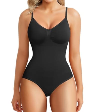 BRABIC Seamless Shapewear Bodysuit for Women - V-Neck, Sleeveless, Tummy Control