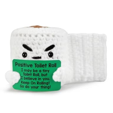 SHTALHST Positive Toilet Roll,Handmade Positive Toilet Roll Plush,Emotional Support Crochet Gift with Card for Women Men