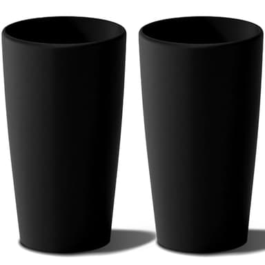SnugNiture Set of 2 Round Tall Planters 22 Inch, Large Planter for Indoor Outdoor Plants, Modern Flower Pot Containers Large Decorative Tree Planter, Black