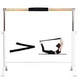 LeStage Ballet Barre - Portable Freestanding Adjustable Training Home Barre - Pro Series Bar with Foam Protector and Elastic Stretching Strap - White