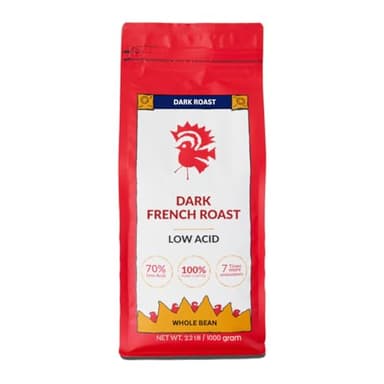 Puroast Low Acid Coffee Whole Bean | French Roast Whole Bean | Dark Roast | High Antioxidants & High pH |No Bitter Aftertaste | Reduced Heartburn & GERD | Suitable for Cold Brew - 2.2 LB