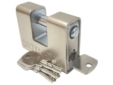 Britanium® BRP74 [Armoured] High Security Padlock - [Anti Drill Cylinder] - Heavy Duty Lock for Storage Unit with 0.67” Shackle Clearance, Motorbike, Shed & Garage Silver