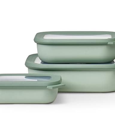 Mepal – Multi Bowl Cirqula 3-Piece Set – Food Storage Container with Lid - Suitable as Airtight Storage Box for Fridge & Freezer, Microwave Container & Servable Dish - 500, 1000, 2000ml - Nordic sage