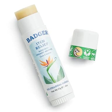 Badger Bug Bite Itch Relief Stick, Natural & Organic Anti Itch Cream for Bug Bites, Rashes & Poison Ivy, Fast Itchy Skin Relief After Bite, Works Great, Smells Great, Easy to Use, .6 oz