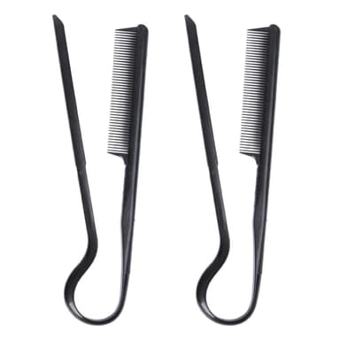 FRCOLOR 2pcs V-shaped Hair Clip Comb Hair Straightener Comb Straightening for dressing Styling Straightener Flat Iron Brush V-shaped Plastic Travel Smooth