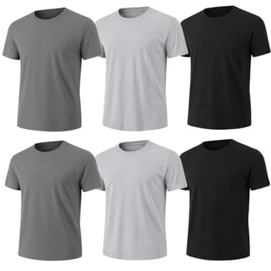 6-Pack Bulk Men’s T-Shirts – Soft Pre-Shrunk Premium Cotton, Short Sleeves, Reinforced Collar, Crew Neck, Casual Fit