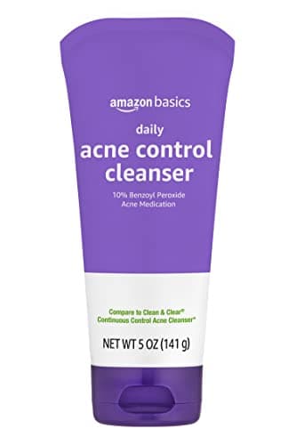 Amazon Basics Acne Treatment Face Wash - Daily Control Cleanser, Maximum Strength 10% Benzoyl Peroxide for Stubborn Breakouts, 5 Ounce