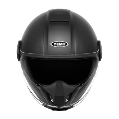 YEMA Convertible 3/4 Full Face Motorcycle Helmet DOT Approved - Dual Visor Motocross Off-Road Helmet for Adults, Modular Open Face Design for Street Bikes Scooters YM-653 (Black, Large)