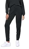 ODODOS Women's Modal Soft Jogger Pants with Pockets Adjustable Shockcord High Waist Sweatpants Casual Lounge Pants, Black, Medium