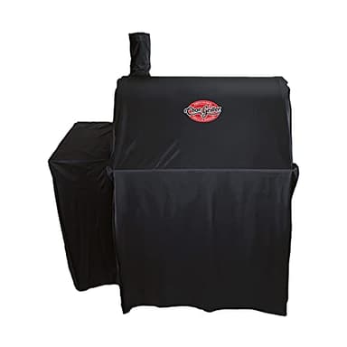 Char-Griller® Durable Polyester Grill and Smoker Cover with Waterproof Material, PVC Lining, and Extendable Design in Black, 46"L x 23"W x 48.5"H, Model 5555