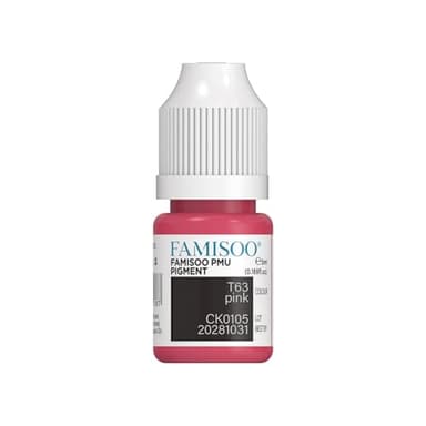 FAMISOO PMU Pigment for Lip 0.169fl.oz/5ml Professional Tattoo Ink for Long-Lasting Lips Color Microblading Ink Permanent Makeup Beauty Tattoo Supplies(T63 Pink)