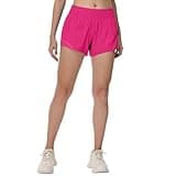 MCEDAR Women's Running Shorts High Waisted Lined 4"，Lightweight Active Workout Quick Dry Gym Athletic Sports Shorts Zip Pocket Hot Pink,4/XS