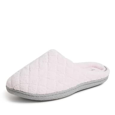Dearfoams Womens Leslie Washable Memory Foam Terry Clog With Wide Widths Slipper, Fresh Pink, 9-10 US
