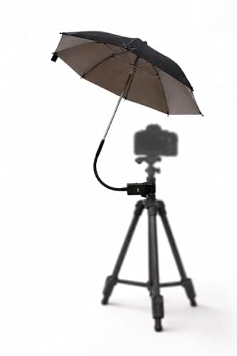 Camera Sun Shade & 20" Rain Umbrella with Adjustable Gooseneck, Tripod/Chair Clamp Mount, Weather Protection Umbrella for Outdoor Photography, Filming & Live Streaming