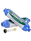 STMOUTUO RV Water Filter with Flexible Hose Protector - Greatly Reduces Bad Taste, Chlorine, Odor, Rust & Sediment - Inline Water Hose Filter for RV Camper, Boat, Garden & Pool - 2 Pack