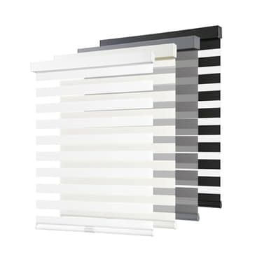 AOSKY Cordless Zebra Blinds for Windows Pull Down Roller Window Shades Dual Layer Light Filtering Privacy for Day and Night, Free-Stop Door Shades for Home Easy to Install (26" W X 72" H, White)