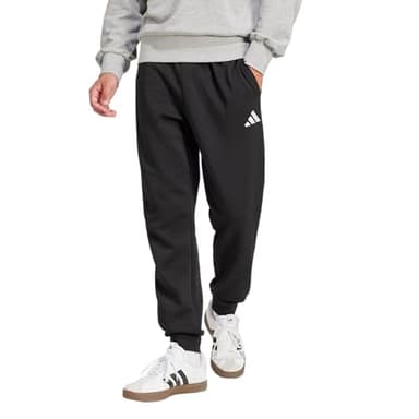 Adidas Mens Essentials Feel Cozy Fleece Sportswear Pants, Black/White, Large
