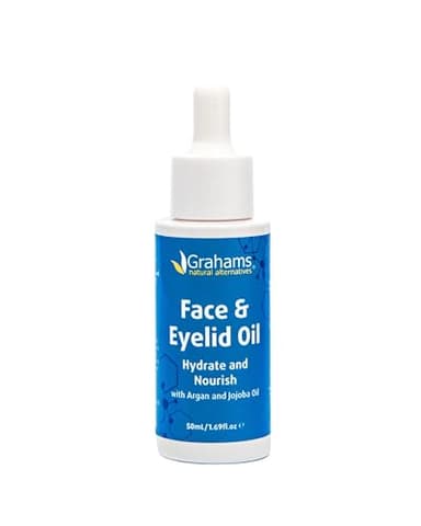Grahams Natural Face & Eyelid Oil - For Very Dry Skin Around Eye & Face, Eczema & Perioral Dermatitis - Steroid-Free, Hypoallergenic, Non-Comedogenic - 100% Pure - with Argan & Jojoba Oil (1.69 Fl Oz)
