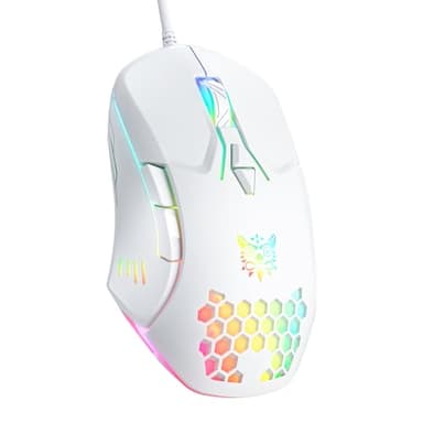 Wired PC Gaming Mouse: High Precision Sensor,RGB Backlit, Adjustable DPI, 7 Buttons Programmable,Ergonomic mice for Office & Gaming on Windows/Mac/Linux/Chrome-White