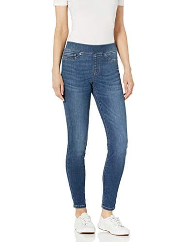 Amazon Essentials Women's Mid-Rise Stretch Pull-On Jegging, Medium Blue, 8 Short