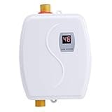 Electric Water Heater - 110 Volt 3000W Mini Instant Hot Water Heater - Instant Inline Water Heater Under Sink on Demand with LCD Digital Display for Kitchen Sink Faucet(White)