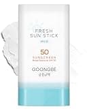 GOONGBE Fresh Sun Stick Mild SPF 50 - No White Cast Zinc Oxide Mineral Sunscreen Stick Balm - Non Greasy Soft Matte Finish - Travel Friendly for Babies, Kids & Adults - Vegan, Reef-Safe, 0.49oz.