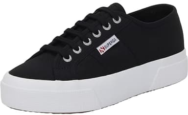 Superga 2740 Platform Sneakers for Men and Women - Iconic Italian Men’s and Women’s Tennis Shoes with Breathable Canvas Upper, Non Slip Rubber Sole, Black Avorio - 7 Men / 8.5 Women
