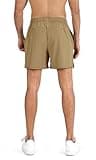 ODODOS Men's Athletic Shorts with Pockets 5" Quick Dry Lightweight Workout Gym Running Shorts, Tan, Medium
