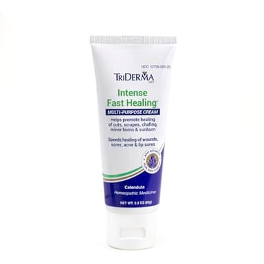 TriDerma Intense Fast Skin Healing Cream for Hard-to-Heal Skin Irritations, Sores, Rashes, Dry, Cracked Hands, Cuts, Chafing, Burns, Scrapes - First Aid Kit Essential - FSA Eligible - 2.2 oz