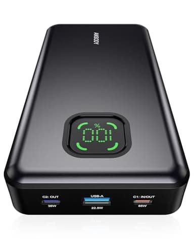 65W Power Bank, 25000mAh Travel Essential USB C Laptop Portable Charger, 100W Total Fast Charging Battery Pack for MacBook Dell XPS iPad Tablet Steam Deck iPhone 17-12 Series Samsung Switch and More